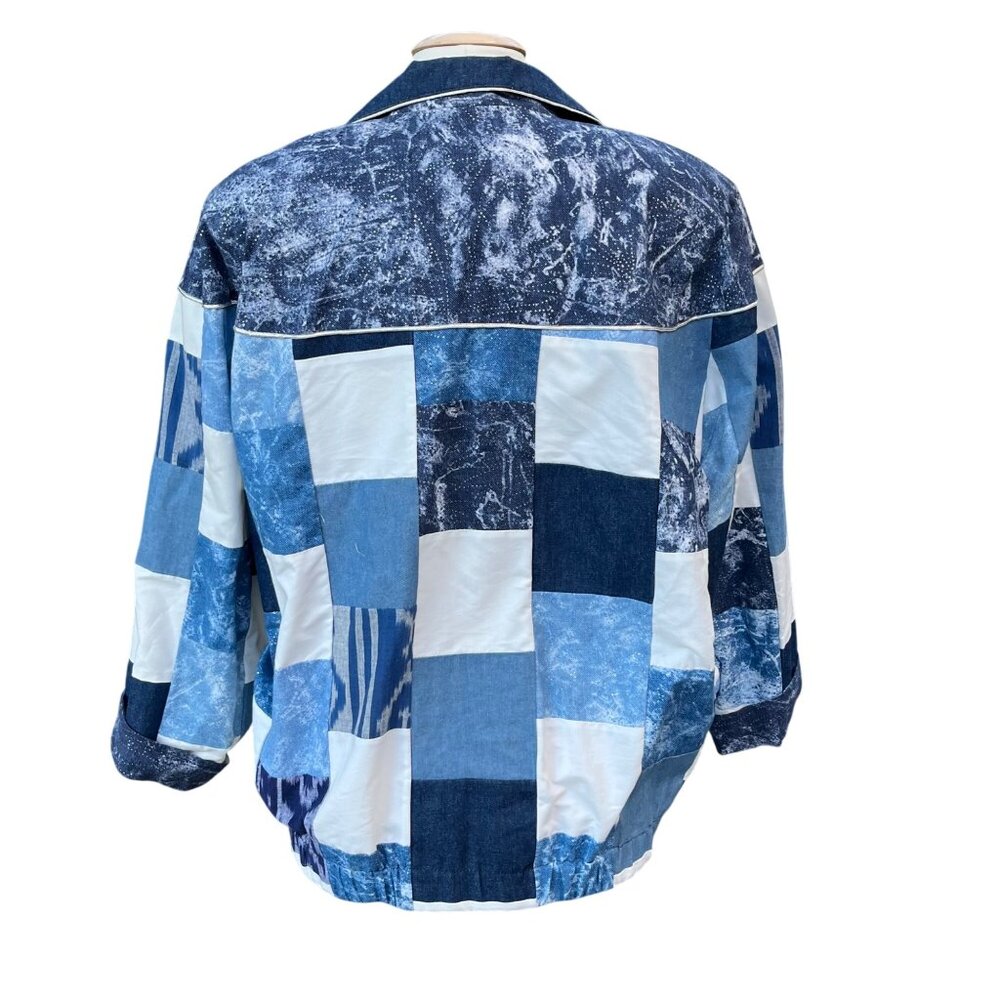 70’s 80’s Patchwork Light Denim Jacket Marguerite… - image 3